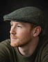 Donegal Tweed Flat Cap | Green Herringbone | Irish Cap