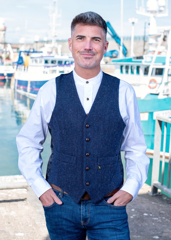 Donegal Tweed Navy Waistcoat