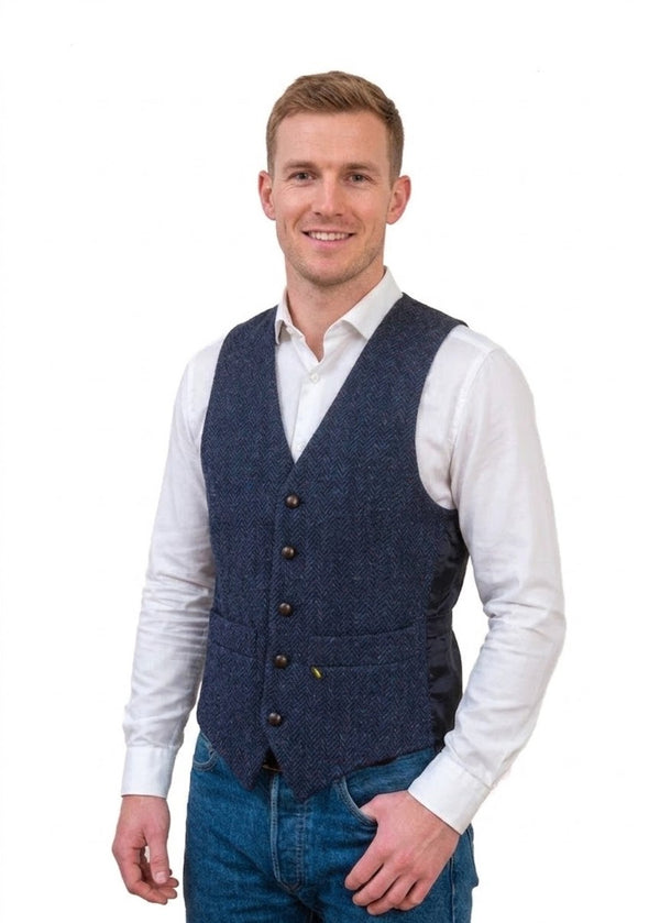 Donegal Tweed Navy Waistcoat | Premium Irish Wool | Hatman of Ireland