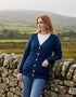 Downpatrick Ladies Aran Cardigan | Ink Blue - Irish Merino Wool