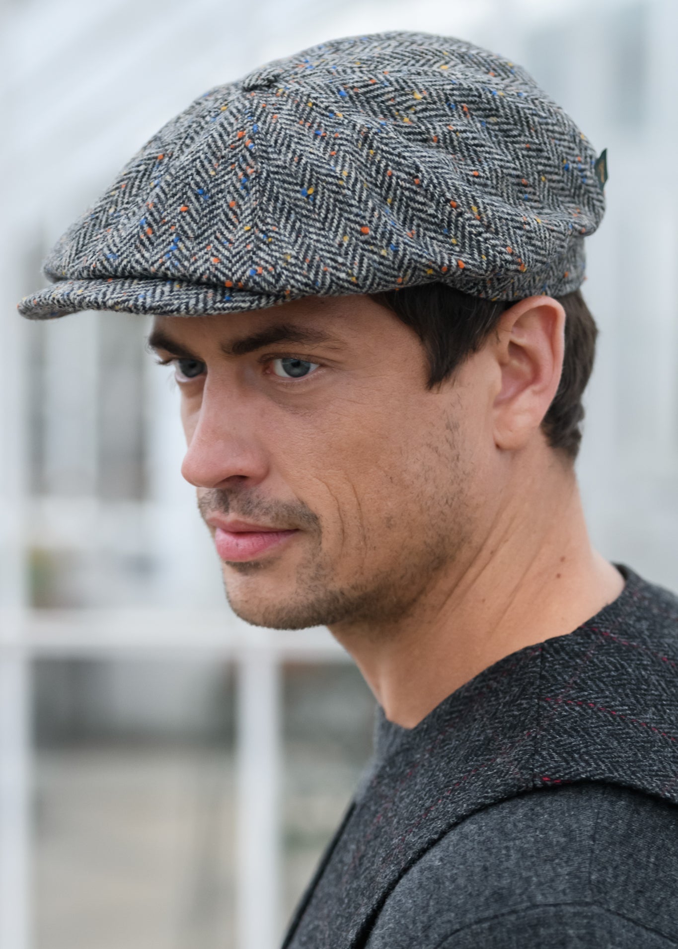 Mucros Grey 8-Piece Wool Driving Cap - Peaky Blinders Style