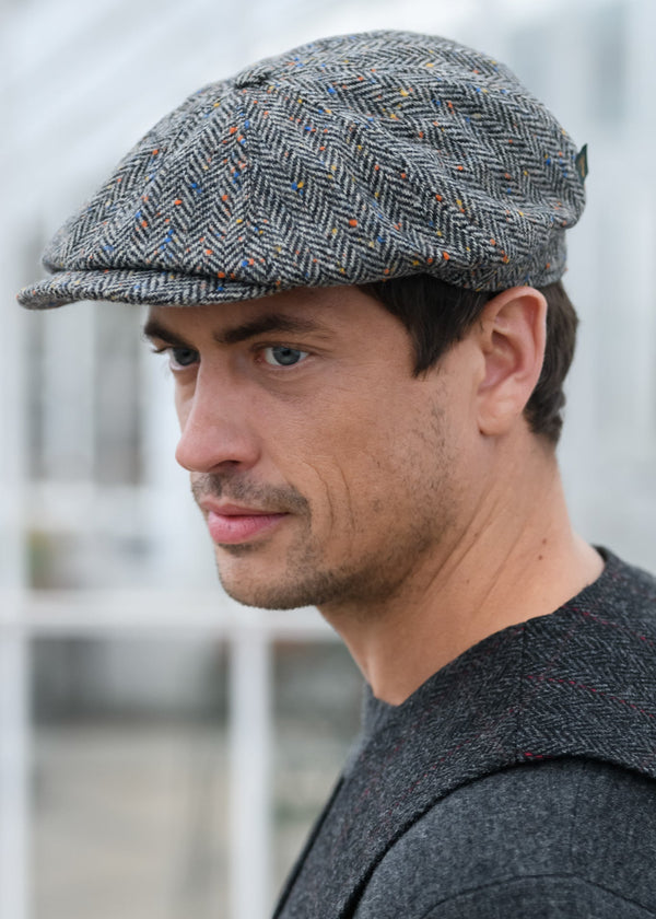 Mucros Grey 8-Piece Wool Driving Cap - Peaky Blinders Style
