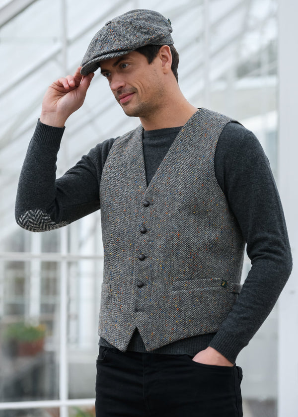 Mucros Tweed Waistcoat | Grey Herringbone