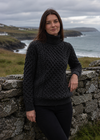 Aran Merino Polo Neck Sweater | Charcoal | Unisex | 100% Merino Wool
