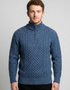 Aran Merino Wool Half Zip Sweater | Denim