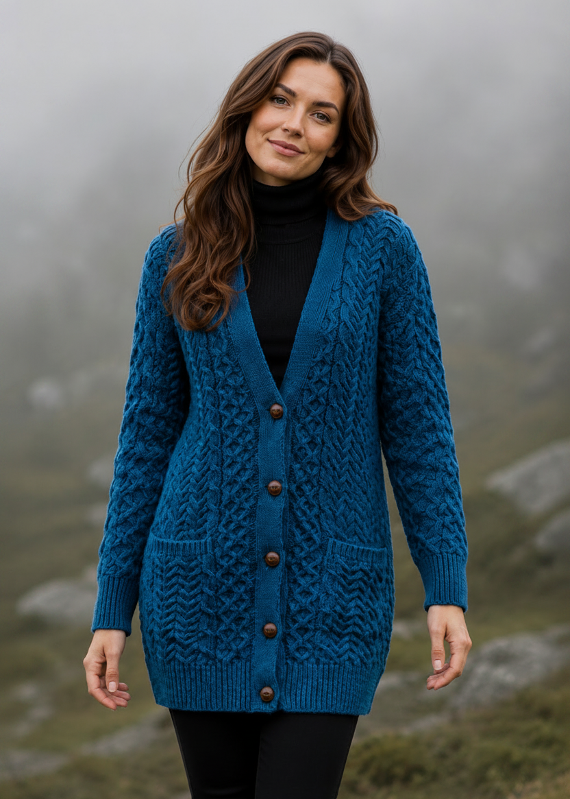 Delphi Aran Boyfriend Cardigan | Irish Sea
