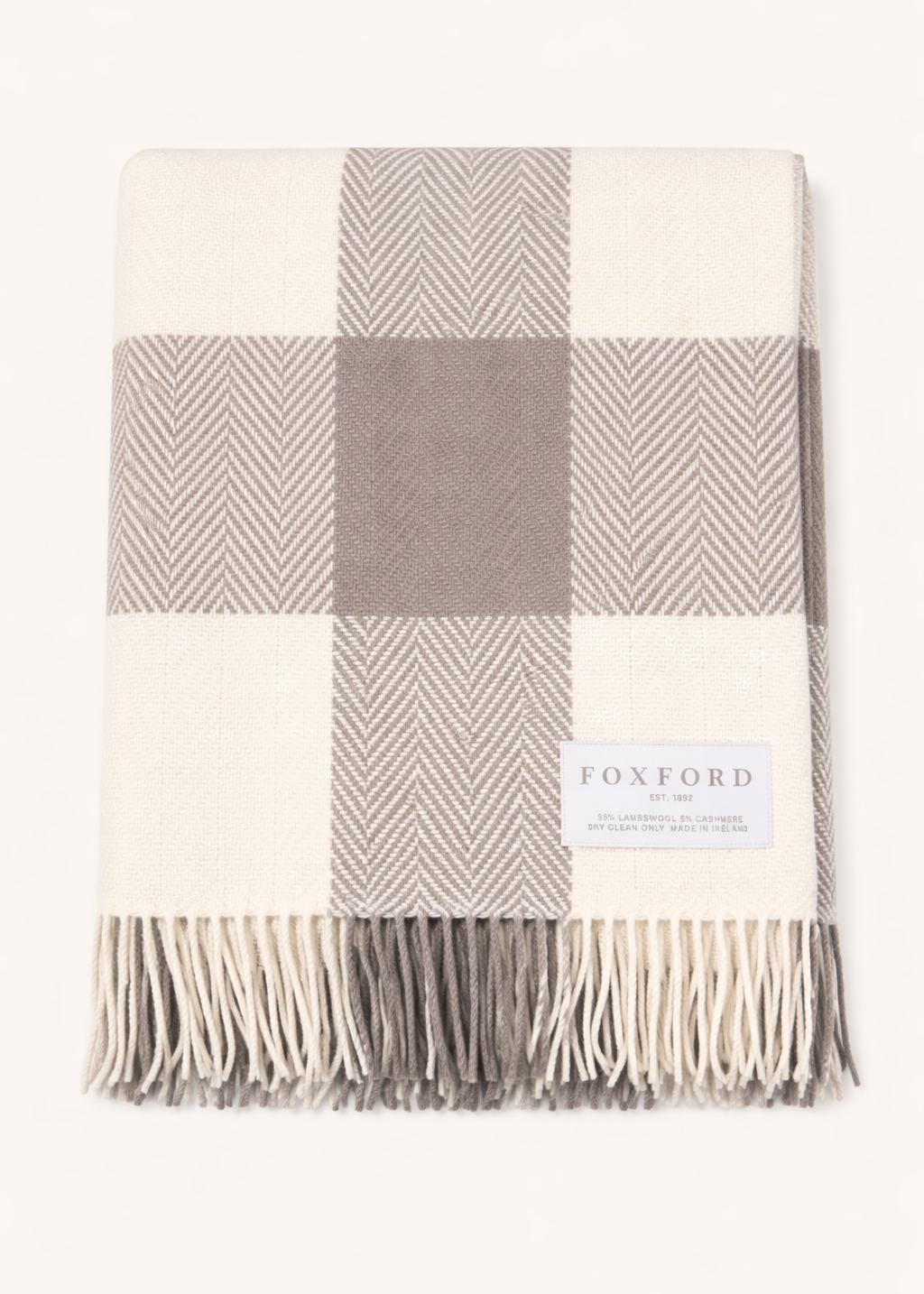 Foxford Cashmere Lambswool Finn Throw | Taupe Block
