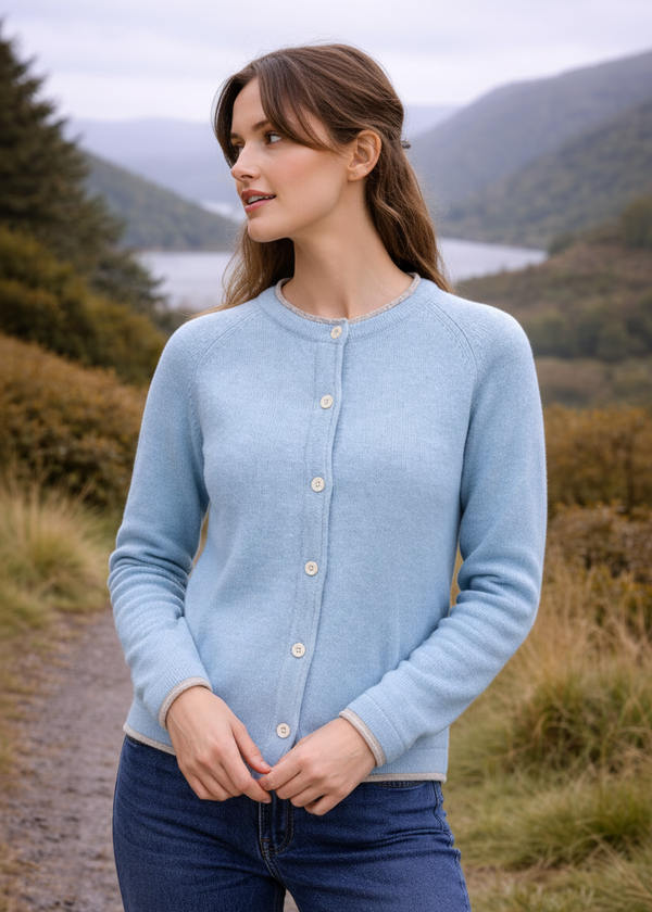 IrelandsEye Women's Killiney Cardigan | Pale Blue Wool-Cashmere Blend