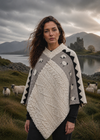 Ladies Sheep Scene V Neck Poncho | Nepp | 100% Pure Wool