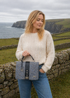 Mucros Gray Herringbone Fiona Bag - Premium Tweed & Vegan Leather Crossbody