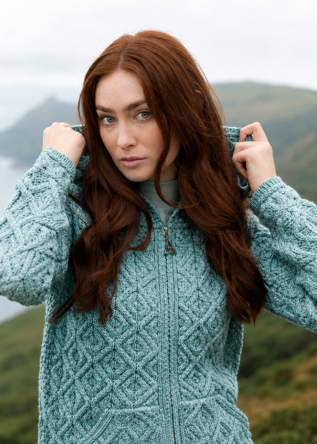 Skellig Aran Merino Wool Zip Cardigan with Hood | Mermaid