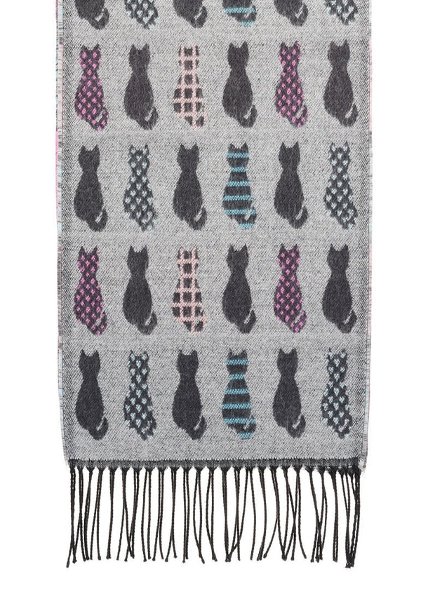 Jimmy Hourihan Fringed Cats Scarf | Grey