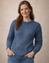 Unisex Oversized Lightweight Aran Sweater | Denim Blue