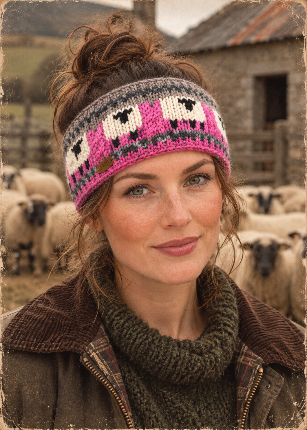 Erin Aran Sheep Headband | Pink & Grey