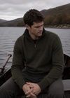 Men's Lambswool Quarter Zip Sweater - Green Marl | IrelandsEye Knitwear