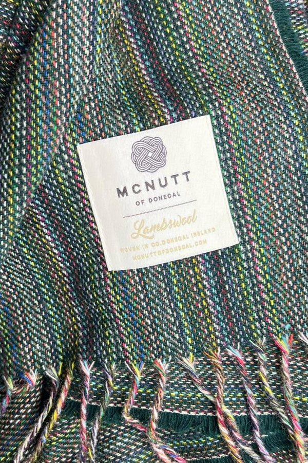 McNutt Lambswool Throw | Bottle Green Rainbow