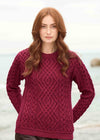 Aran Cable Knit Sweater - Pure Merino Wool | Fuchsia