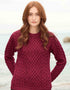 Aran Cable Knit Sweater - Pure Merino Wool | Fuchsia