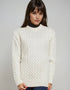 Ladies Slim-Fit Aran Sweater | Natual