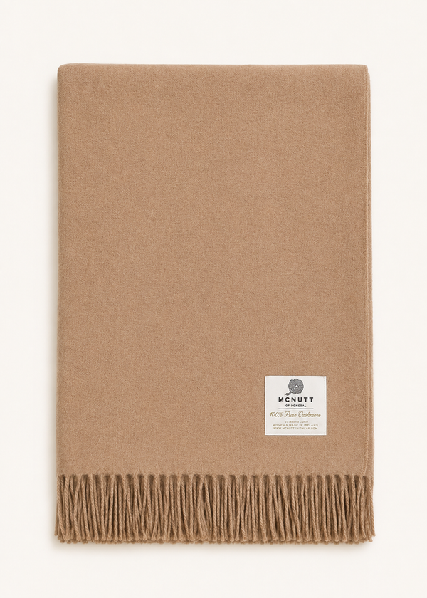 Plaid Mcnutt 100 % cachemire | Naturel et sable