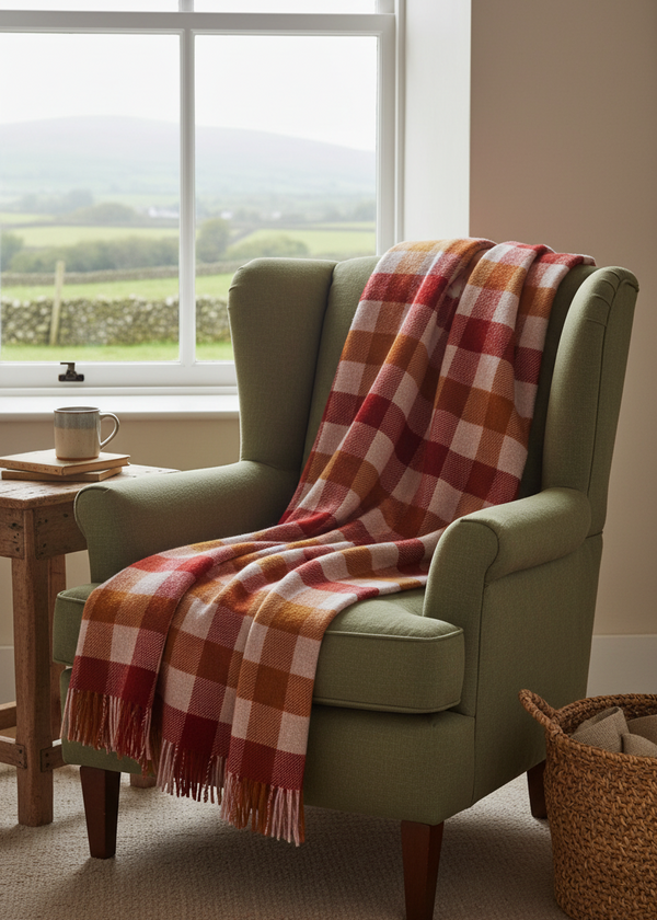 Lava Plaid Eco Wool Throw | Irish Wool Blanket