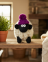 Erin Knitwear Knitted Sheep | Purple Bobble Hat - Medium