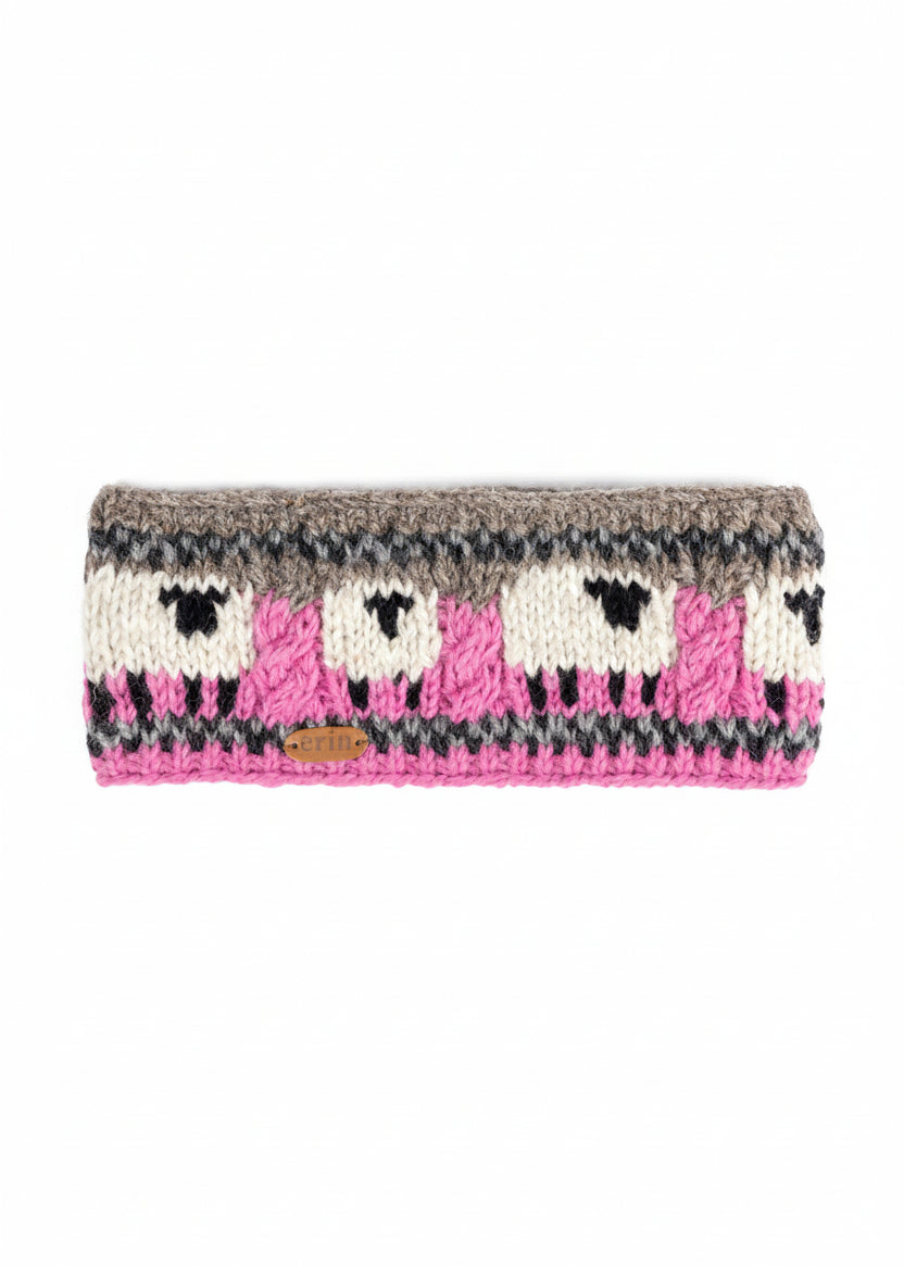 Erin Aran Sheep Headband | Pink & Grey