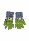 Aran Cable Sheep Finger Gloves | Blue & Green