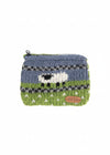 Aran Sheep Wool Coin Purse Blue/Green