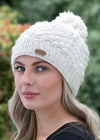 Aran Cable Blackberry Bobble Hat | Natural