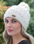 Aran Cable Blackberry Bobble Hat | Natural