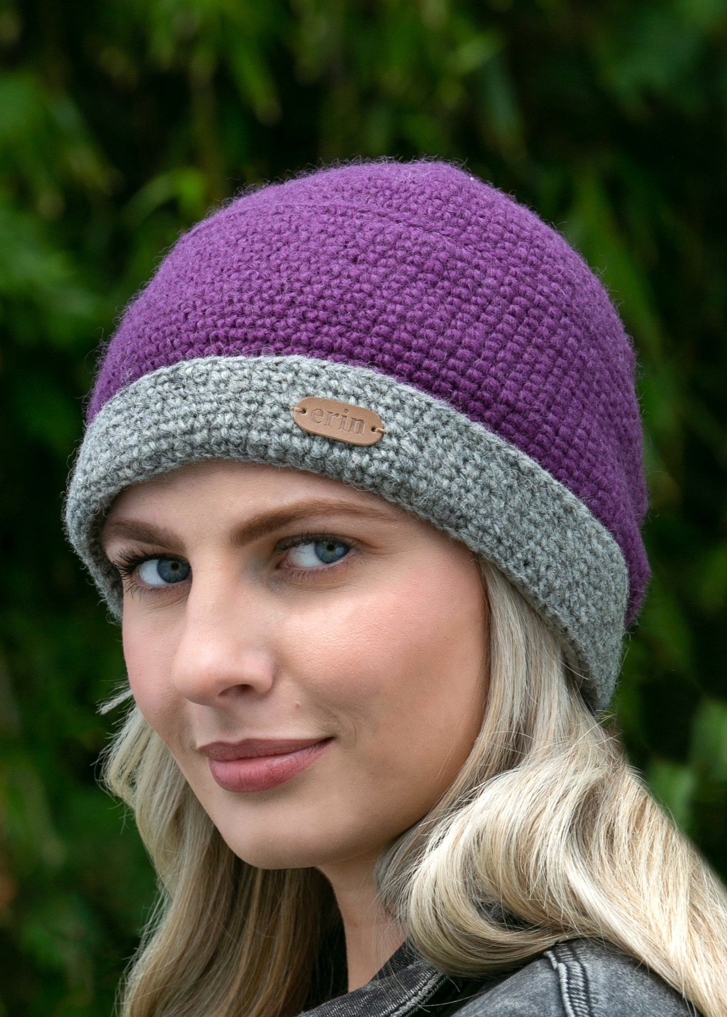 Crochet Turn up Hat | Purple