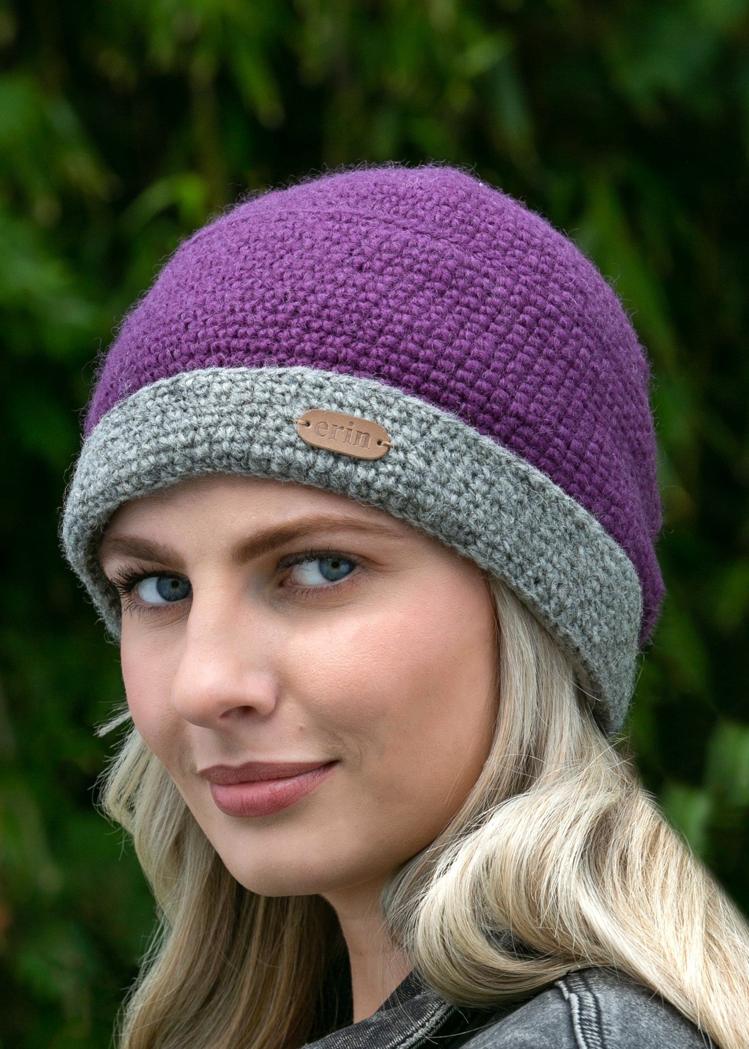 Erin Crochet Turn up Hat | Purple