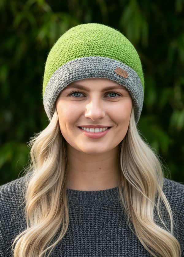 Erin Crochet Turn up Hat | Moss Green
