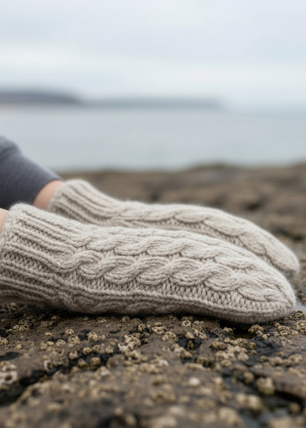 Erin Aran Cable Mittens | oatmeal