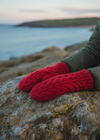 Erin Aran Cable Mittens | red