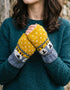 Erin Aran Sheep Handwarmers | Blue & Yellow