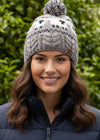 Erin Aran Sheep Bobble Hat | Grey & Beige