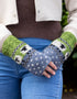 Aran Sheep Handwarmers | Blue & Green