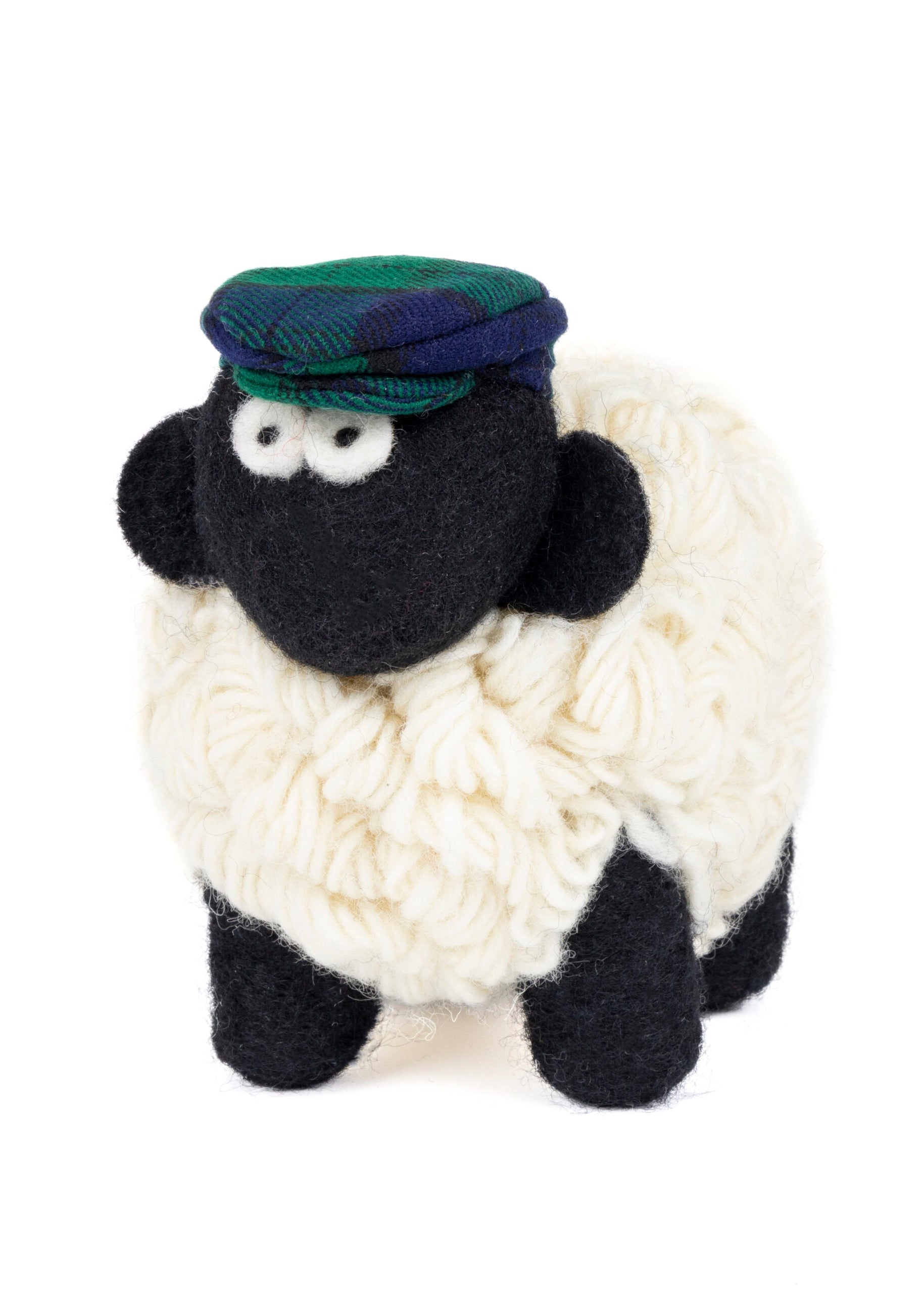 Erin Knitwear Knitted Sheep | Blue Green Tartan Cap - Medium