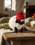 Erin Knitwear Knitted Sheep | Red Bobble Hat - Medium