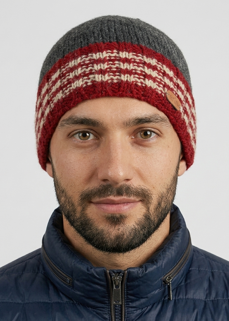 Erin Men's Rib Pullon Hat | Charcoal Red