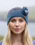 Erin Women's Handcrafted Crochet Flower Cap | Denim Grey Wool