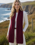 Aran-Merino-Wollschal mit Wabenmuster | Himbeermeliert