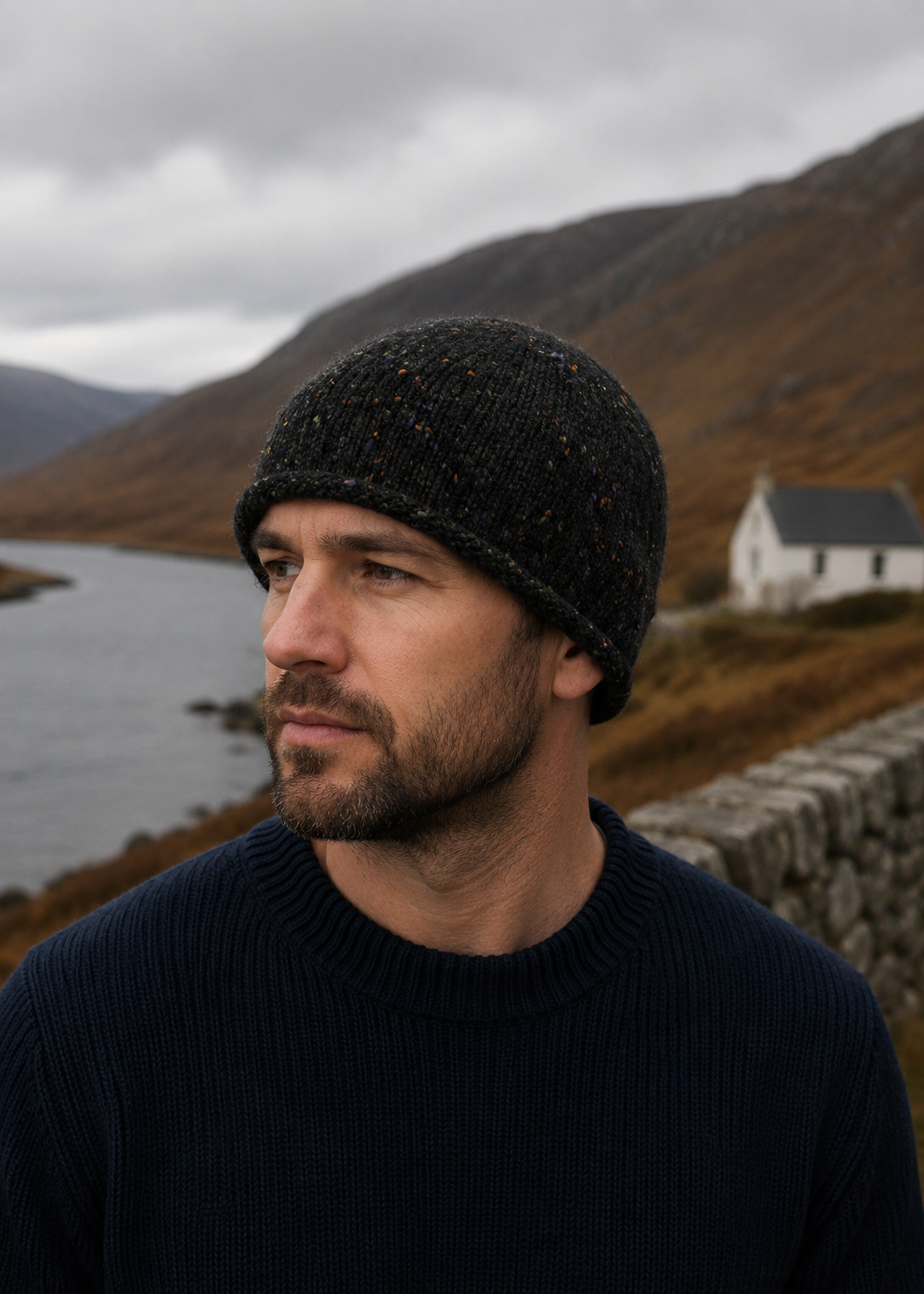 Donegal Fleck Wool Hat - Forest Green
