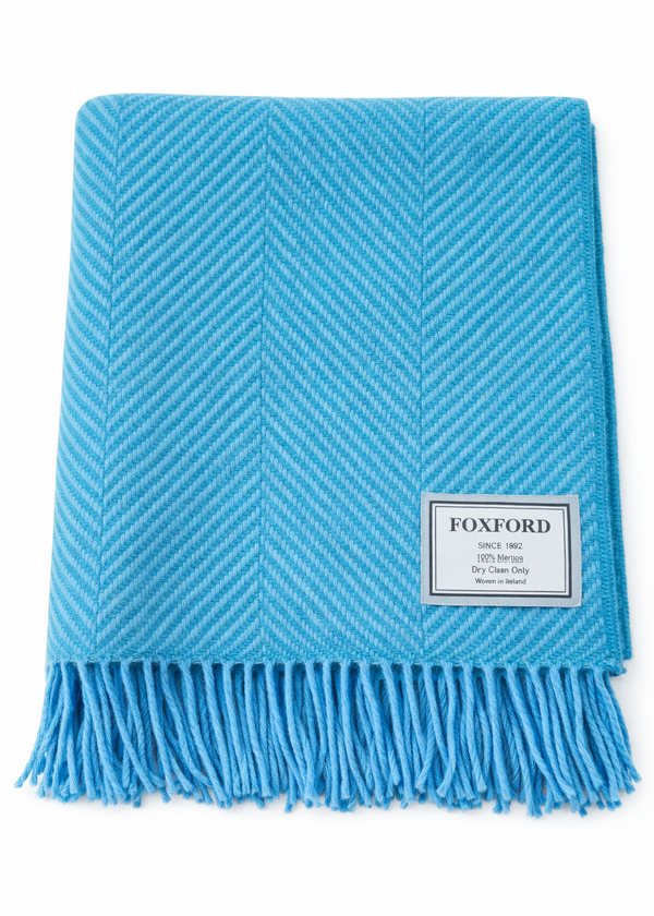 Foxford Merino Wool Throw | Camel/Dark Blue