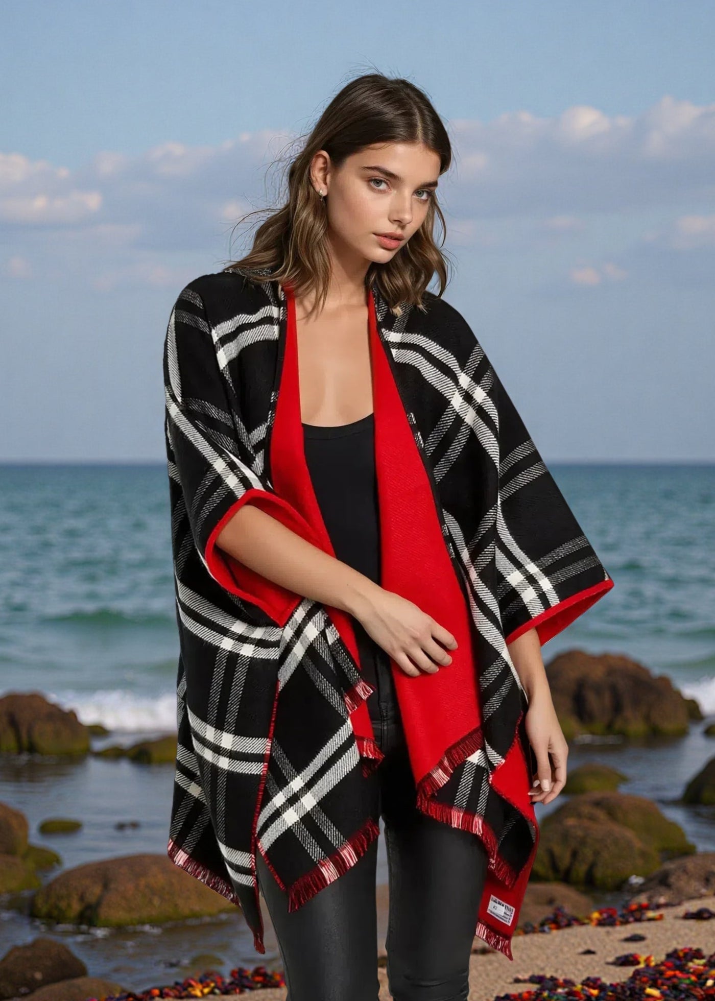 Jimmy Hourihan Red Reversible Shawl