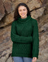 Aran Cowl Neck Women's Sweater | Green