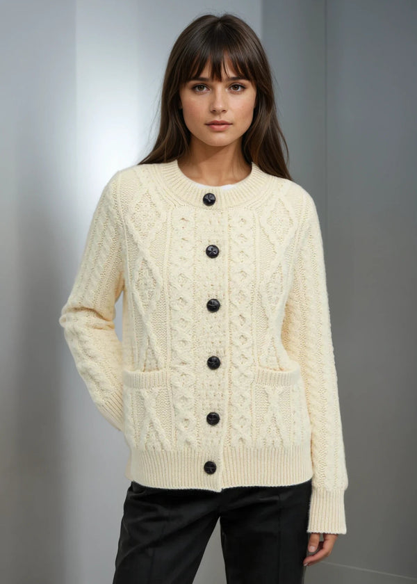 Ladies Aran Cardigan | Natural