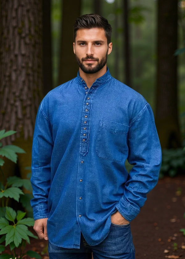 Civilian Irish Grandfather Shirt | Denim